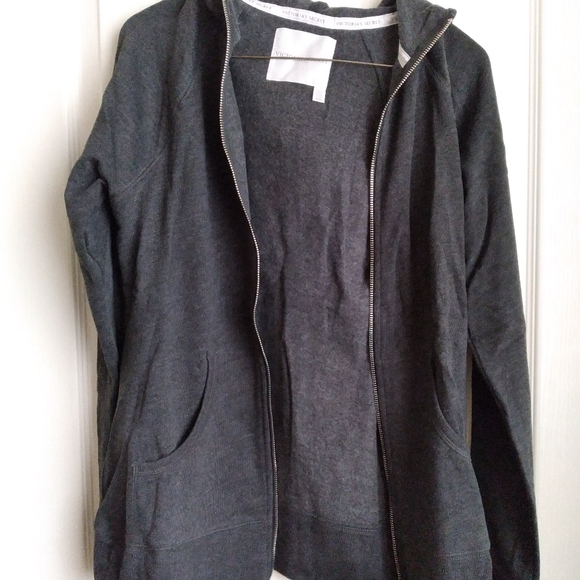 Victoria's Secret VS zip up hoodie shirt jacket, charcoal gray, NEW - Picture 5 of 11